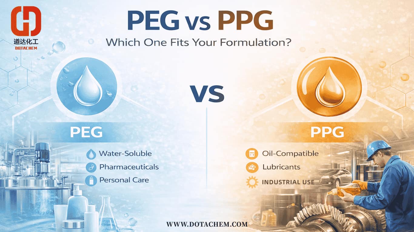 Polyethylene Glycol (PEG) vs Polypropylene Glycol (PPG): Apa sing Tepat kanggo Formulasi Sampeyan?